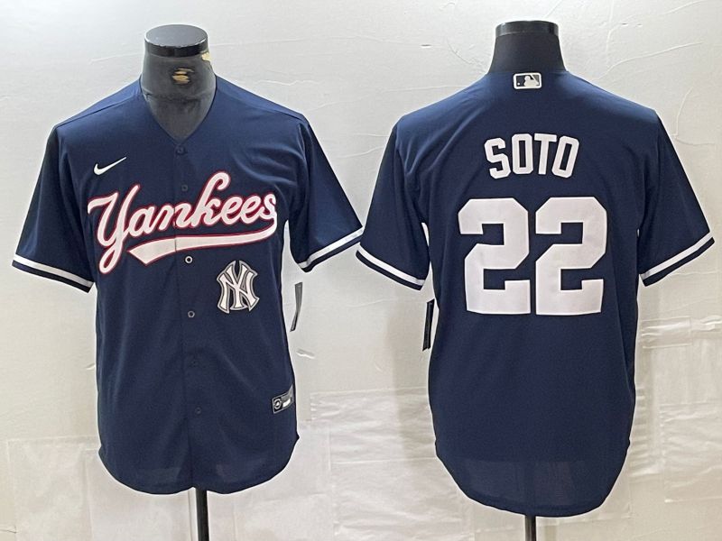 Men New York Yankees #22 Soto Dark blue Second generation joint name Nike 2024 MLB Jersey style 3